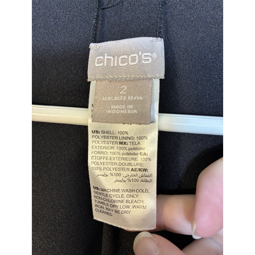 Chico's Open Front Jacket Cardigan‎ Sz Large 12/14 Black And Colorful Boho - Picture 3 of 8